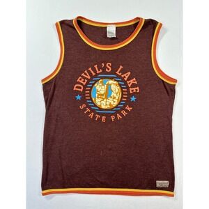Vintage Retro Devil's Lake State Park Tank Top Brown Ringer Graphic Unisex 70s